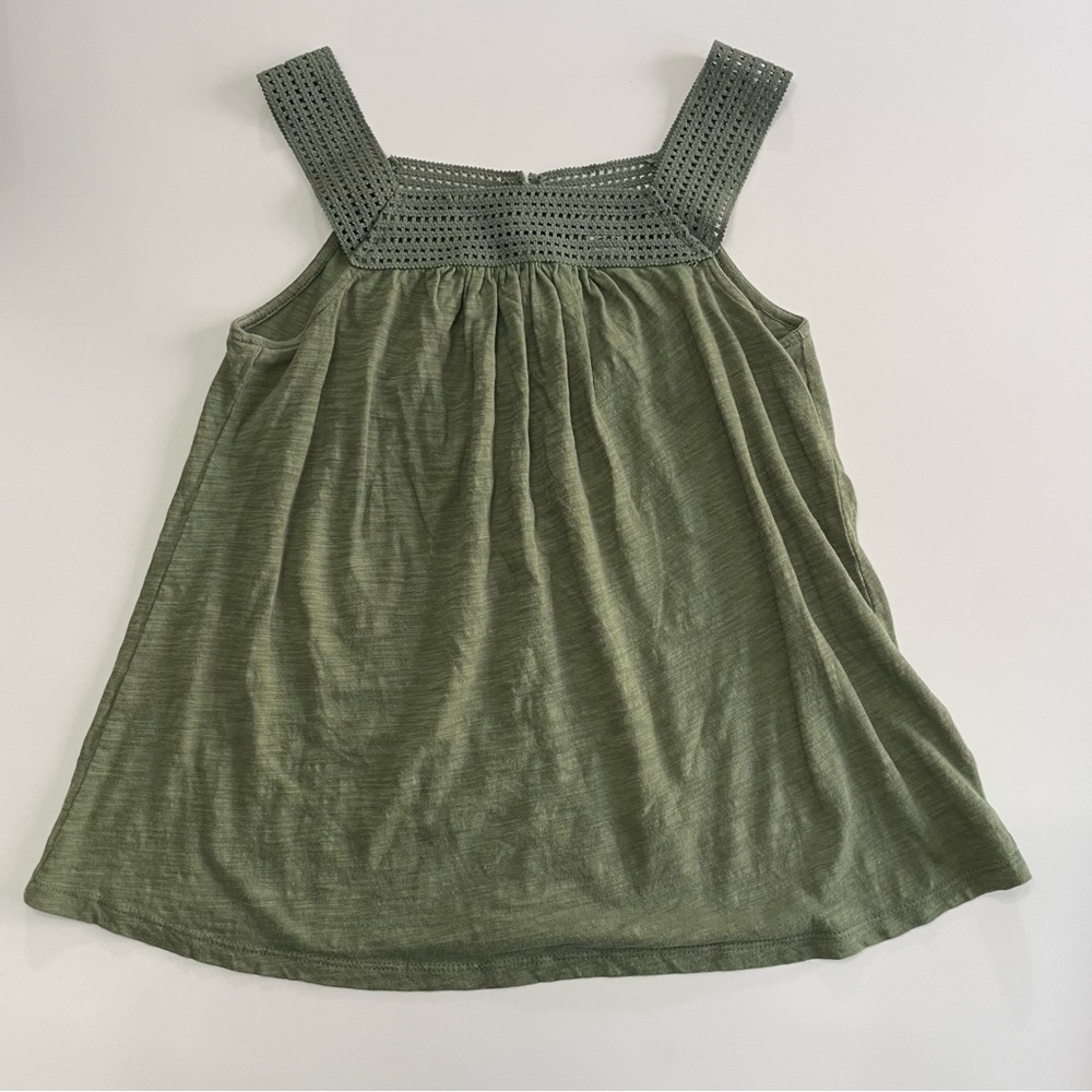 Old Navy Boho Festival Sage Green Tank Top Crochet Lace Womens Small Cottagecore